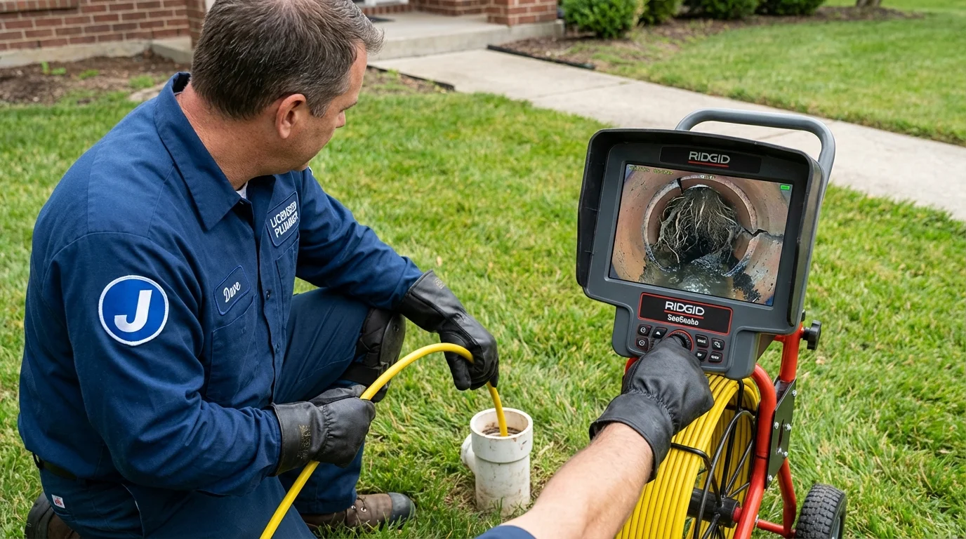 Sewer camera inspection being performed by Johns Plumbing LLC in Horton